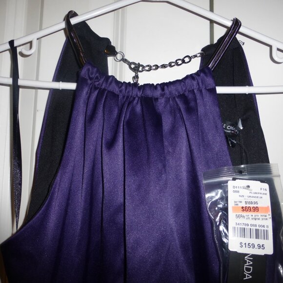 LE-CHATEAU purple plum silky satin cocktail party midi dress - NWT! - Picture 5 of 12